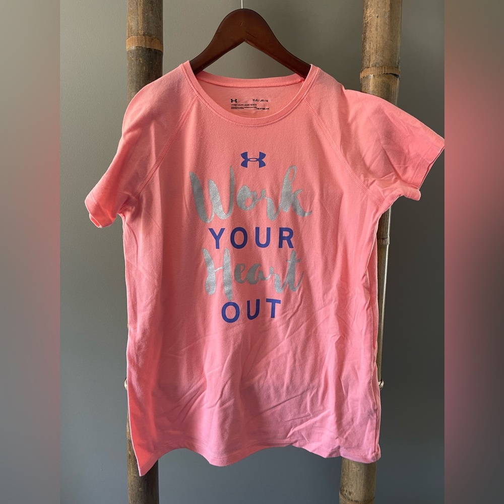 Under Armour Pink Tee with Motivational Print